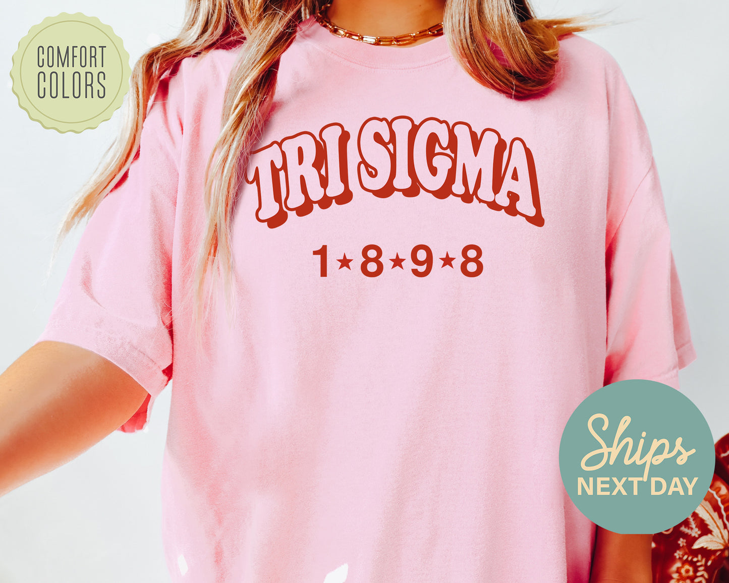 Sigma Sigma Sigma Red Arch Comfort Colors Sorority T-shirt _ 385g