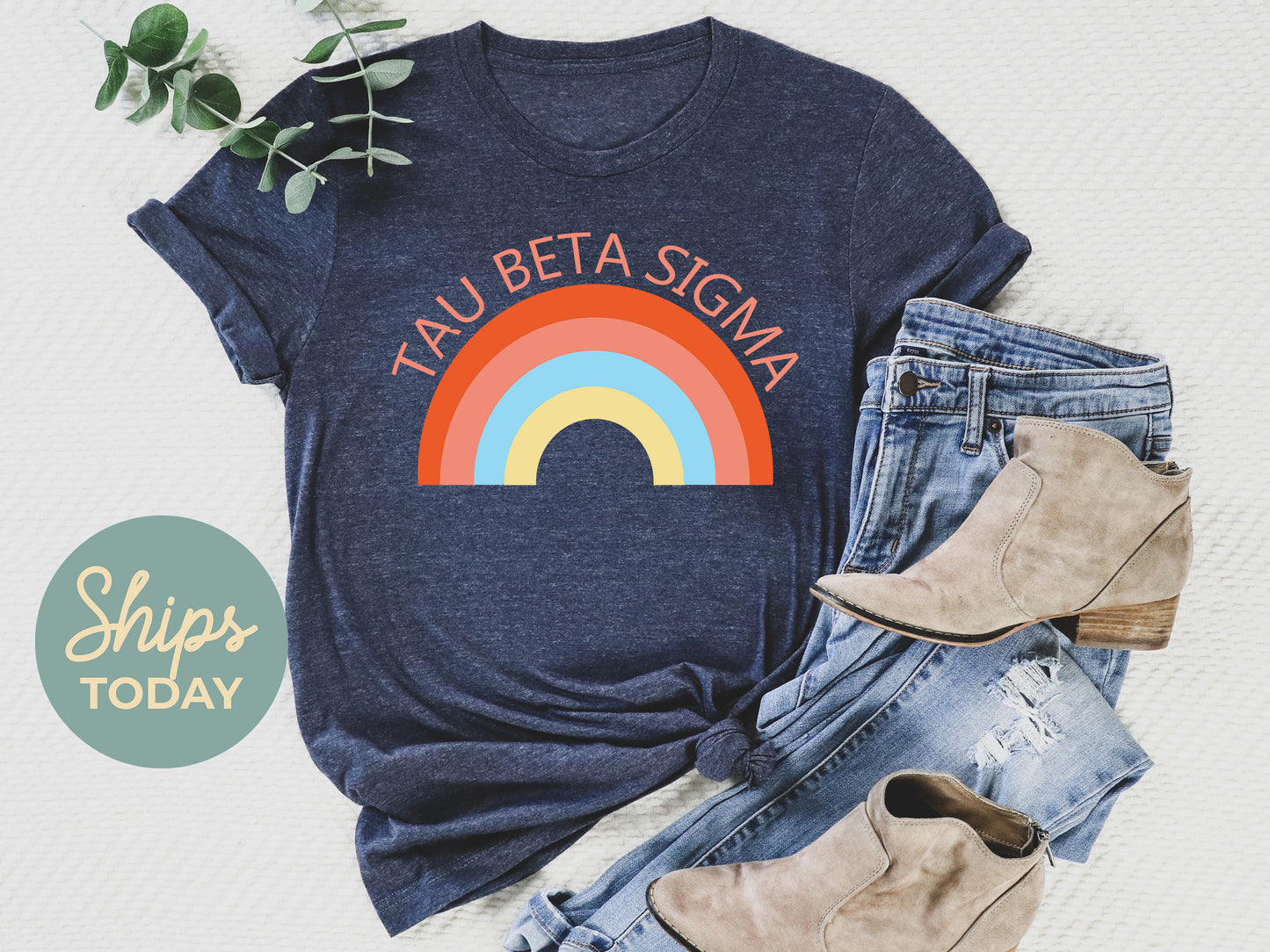 Tau Beta Sigma Colorful Rainbow Sorority T-shirt _ 3466g