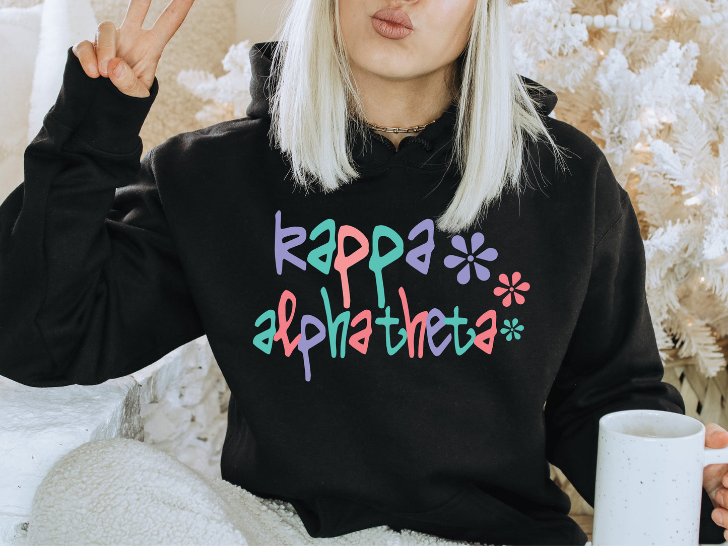 Kappa Alpha Theta Colorful Floral Sorority Hoodie _ 2618g