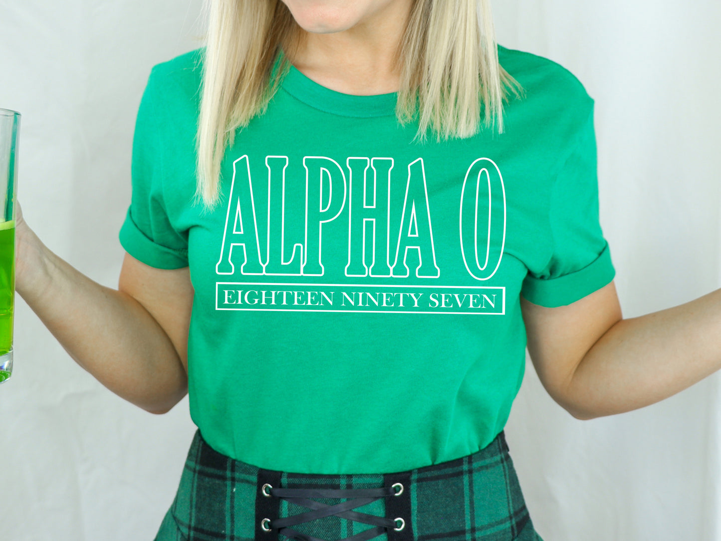 Alpha Omicron Pi Stencil Stacked Sorority T-shirt _ 2138g