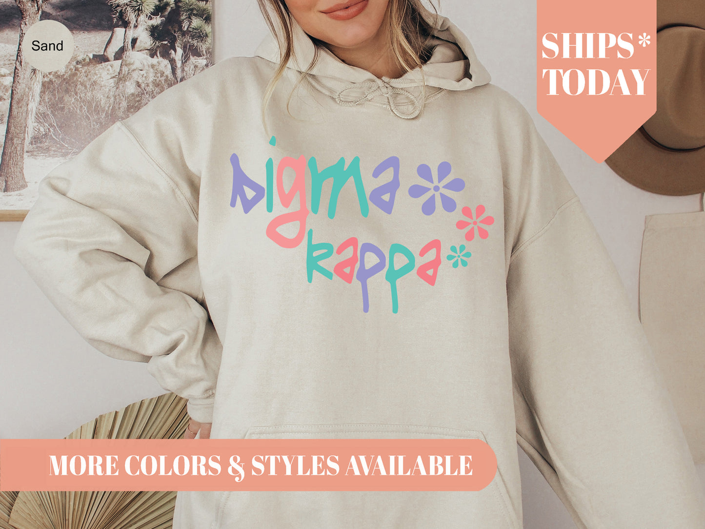 Sigma Kappa Colorful Floral Sorority Hoodie _ 2625g