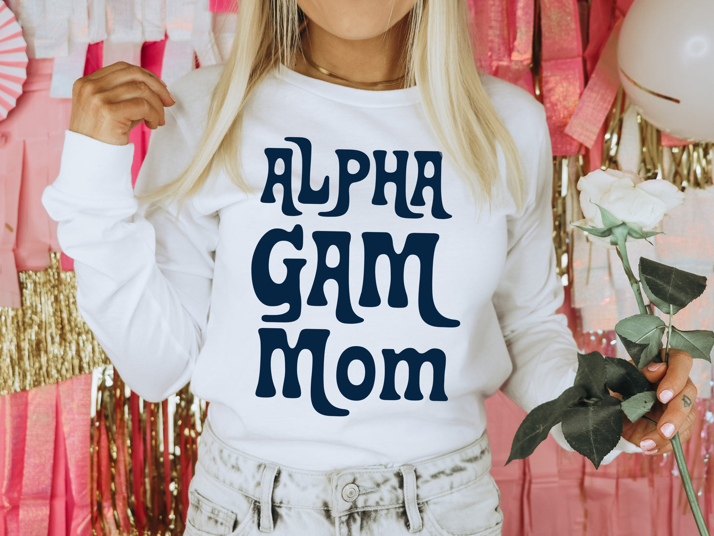 Alpha Gamma Delta Got it from my Mom Sorority Long Sleeve T-shirt _ 3074g