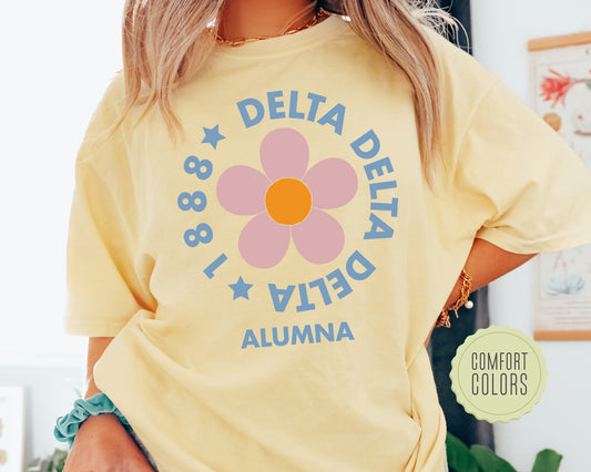 Delta Delta Delta Floral Alumna Comfort Colors Sorority T-shirt _ 2561g