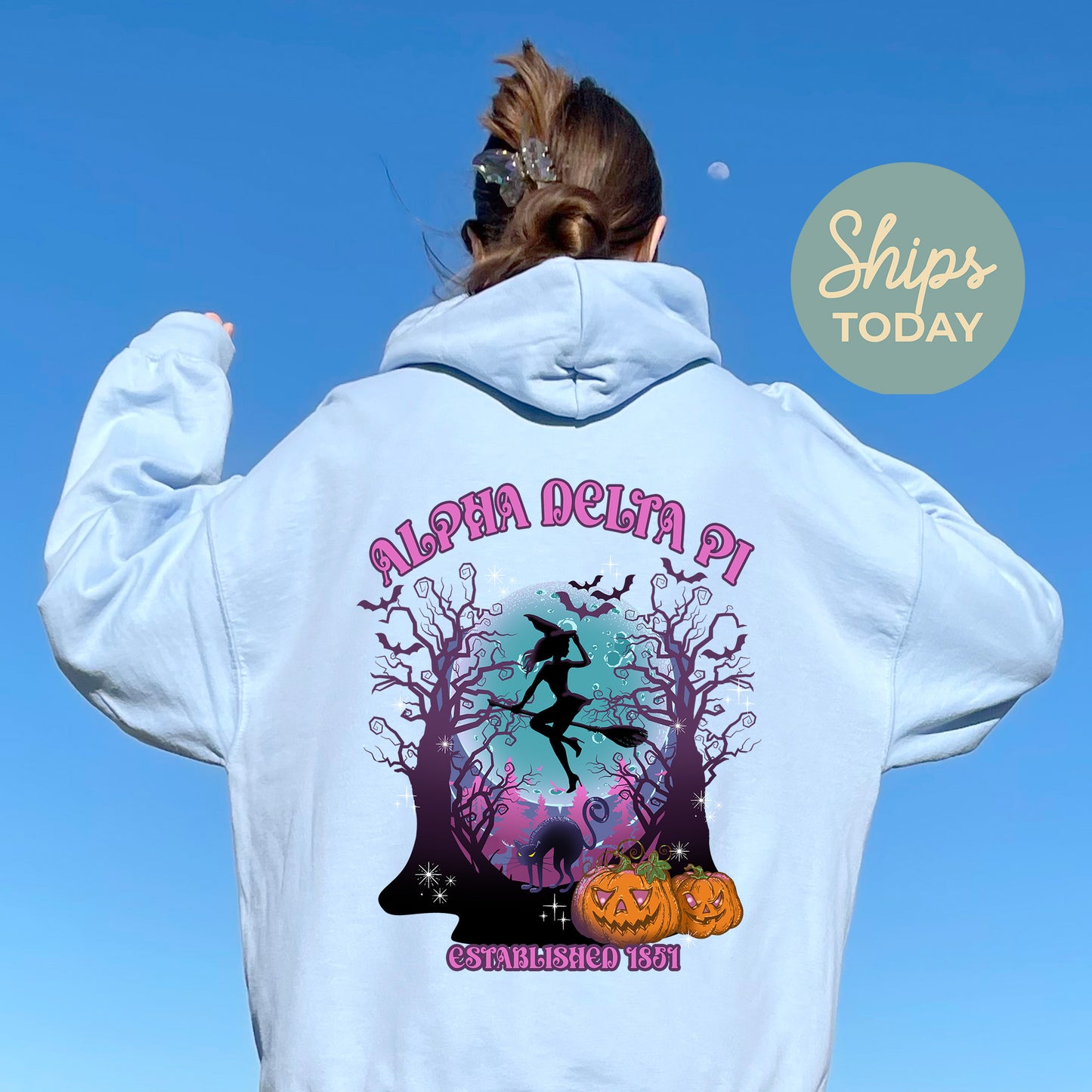 Alpha Delta Pi Halloween Witch Sorority Hoodie _ 36227g