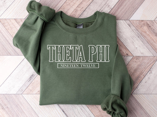 Theta Phi Alpha Stencil Stacked Sorority Sweatshirt _ 2158g