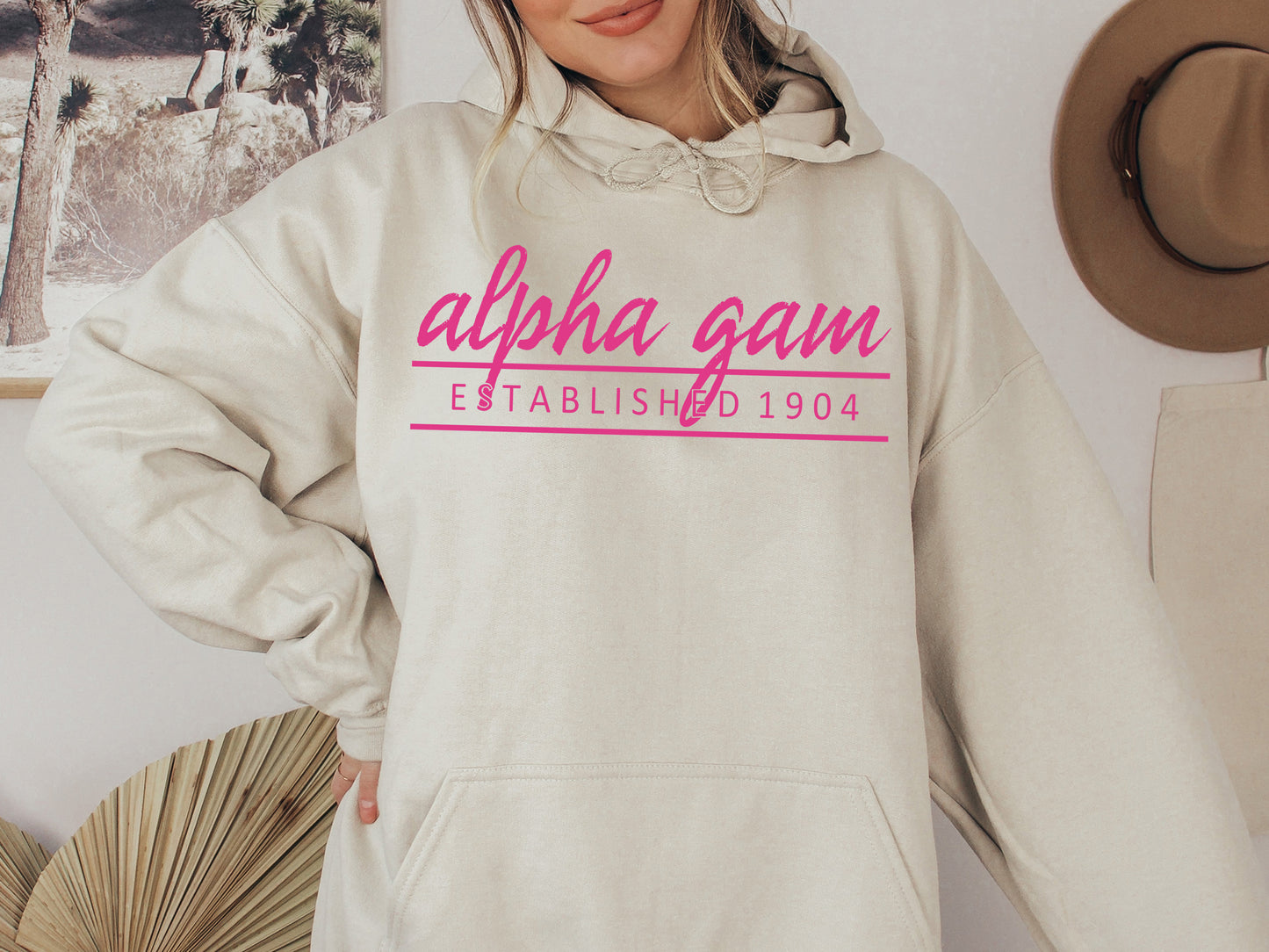 Alpha Gamma Delta All Pink Sorority Hoodie _ 755g