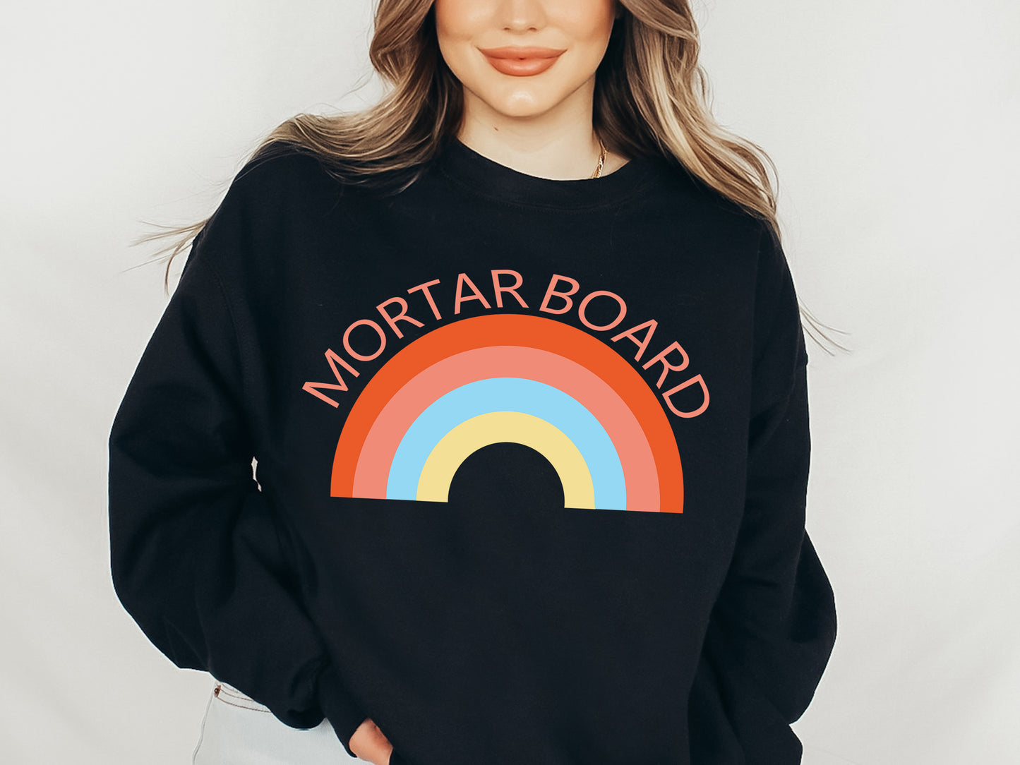 Mortar Board Colorful Rainbow Sorority Sweatshirt _ 3460g