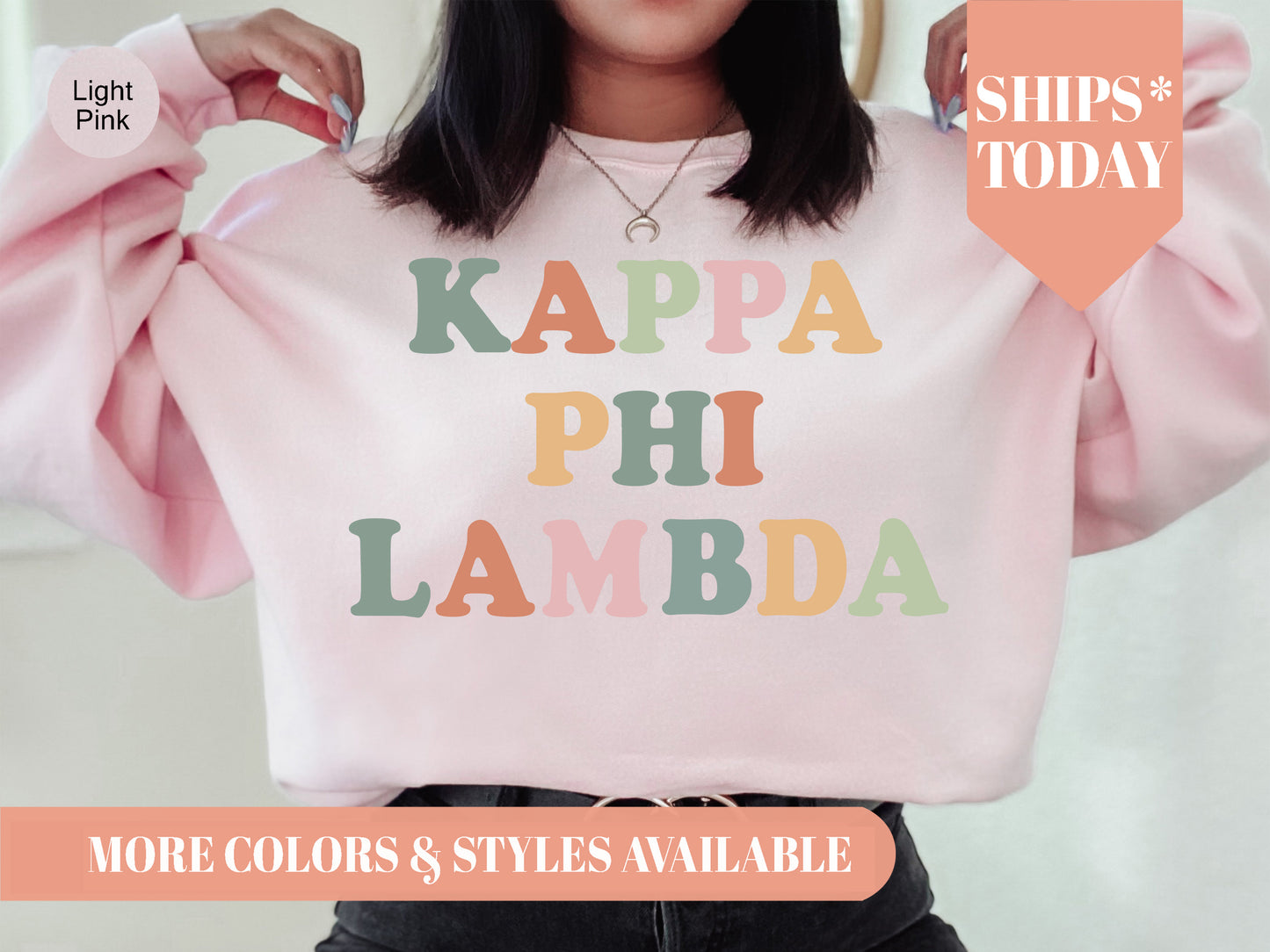 Kappa Phi Lambda Bright and Colorful Sorority Sweatshirt _ 3474g