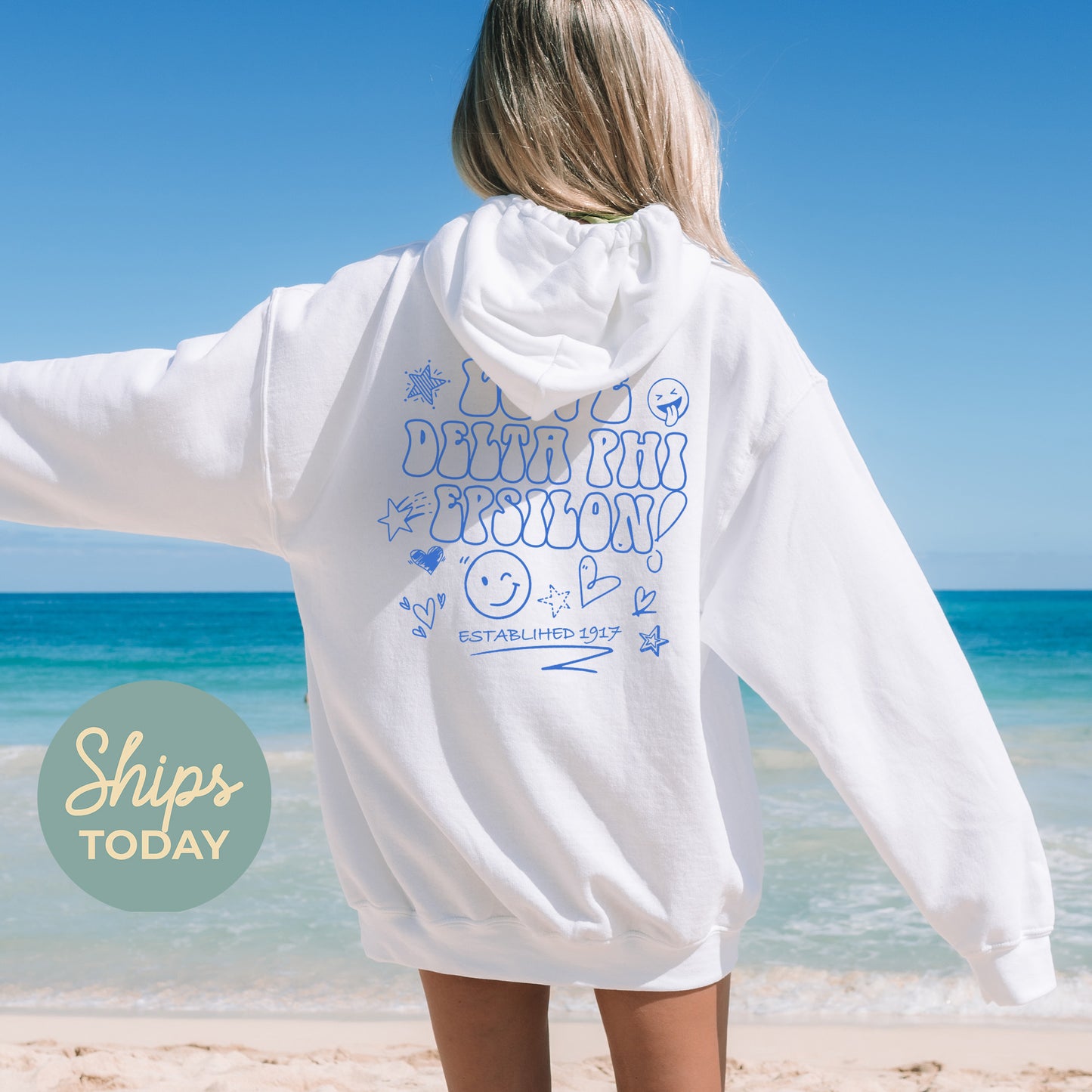 Delta Phi Epsilon Scribble Sorority Hoodie _ 35501g