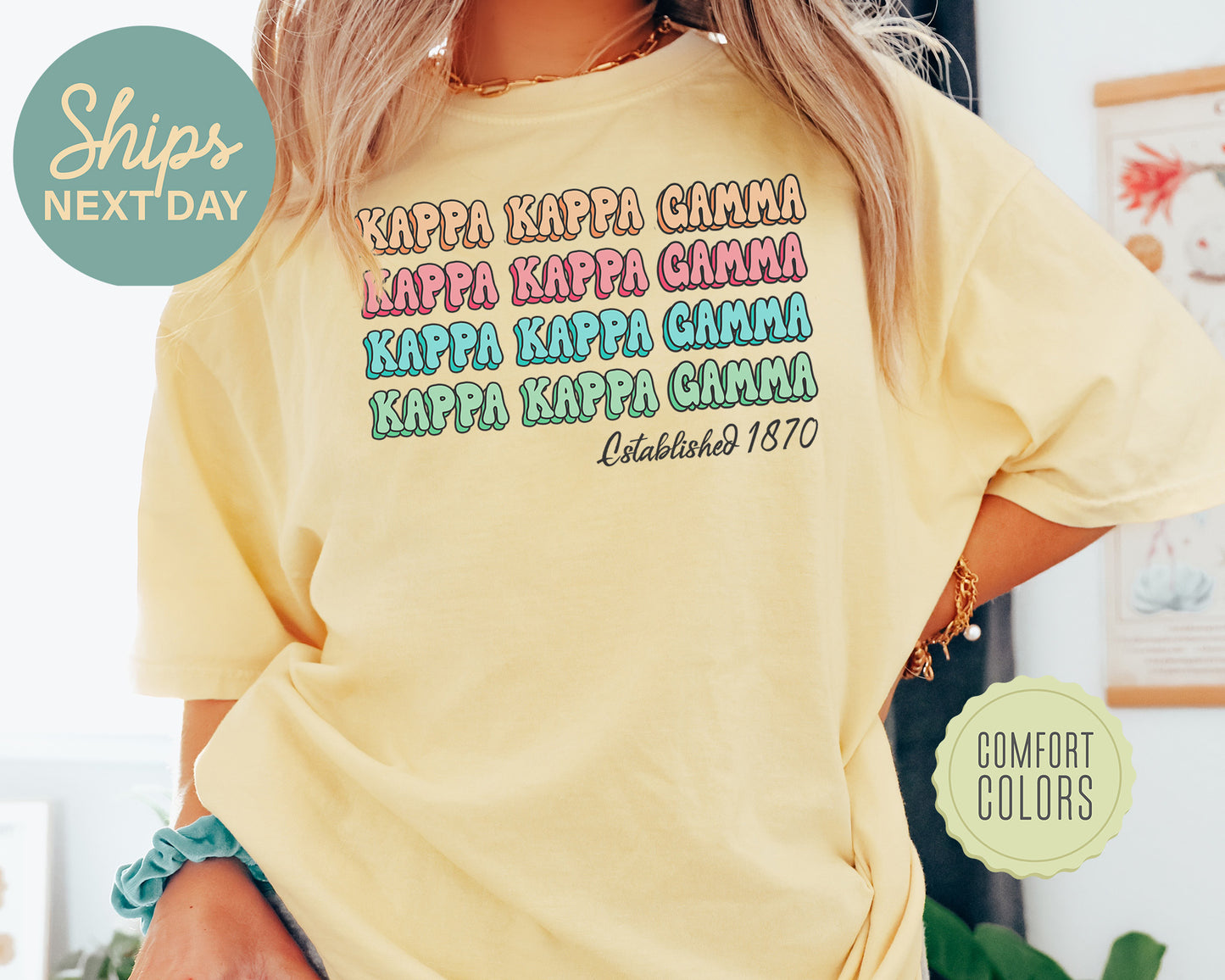 Kappa Kappa Gamma Lucy Comfort Colors Sorority T-shirt _ 275g