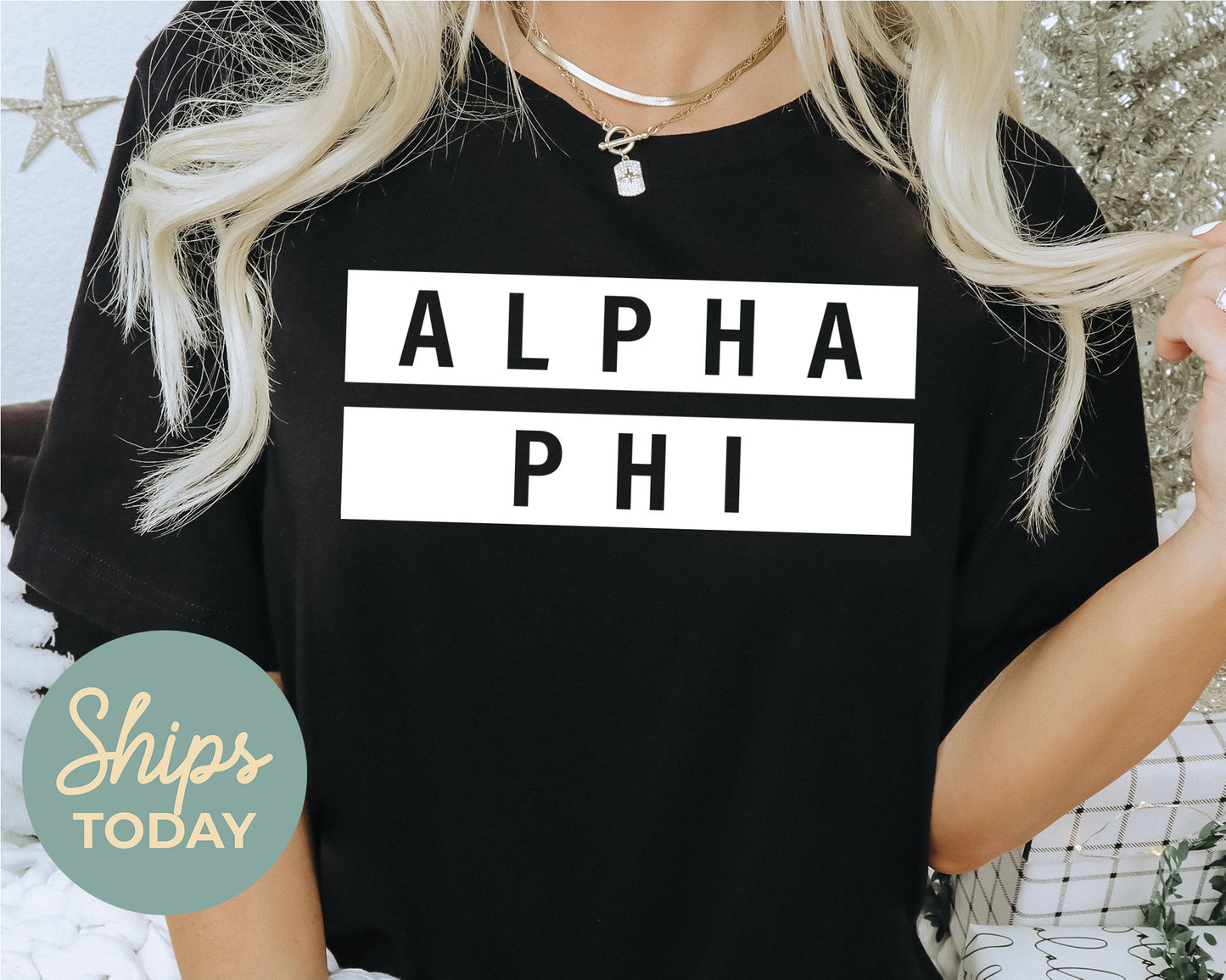 Alpha Phi Faded White Box Sorority T-shirt _ 3338g