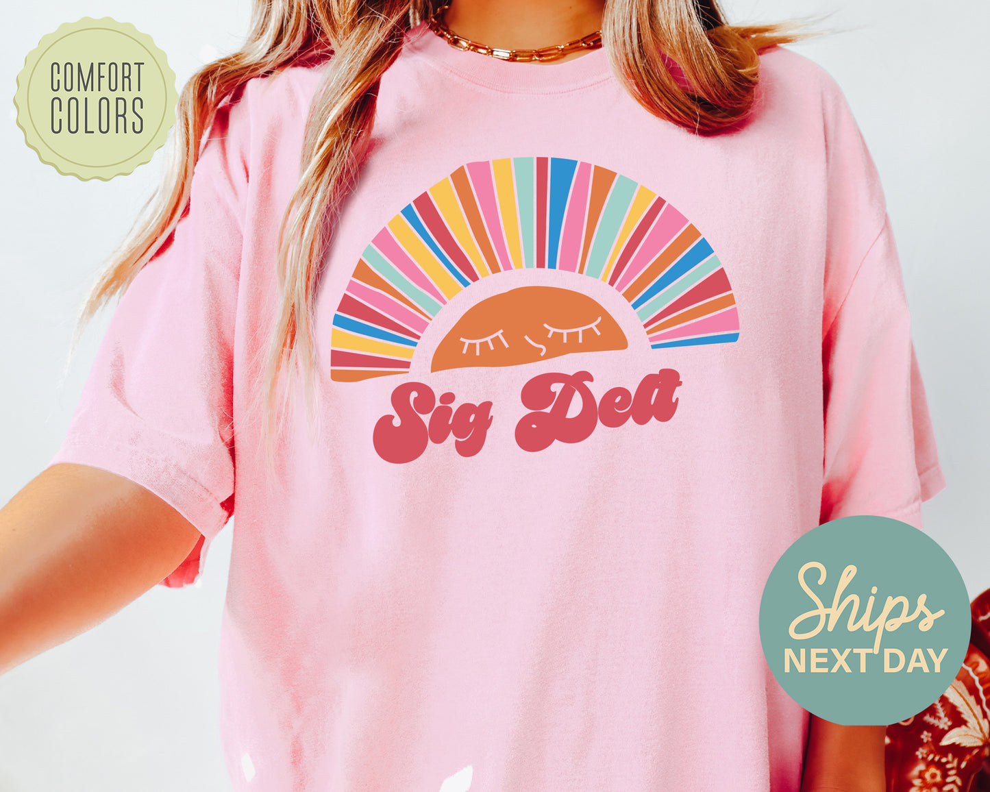 Sigma Delta Tau Sunshine Comfort Colors Sorority T-shirt _ 3328g