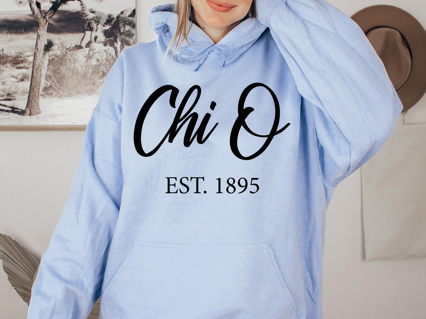 Chi Omega Black Flowy Sorority Hoodie _ 86g