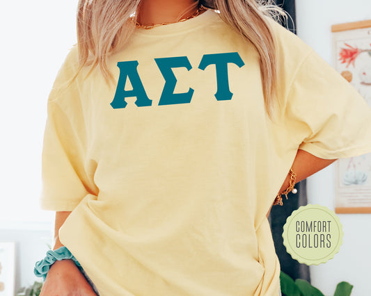 Alpha Sigma Tau Back to the Basics Comfort Colors Sorority T-shirt _ 629g