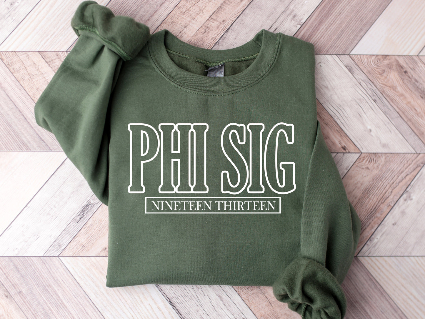 Phi Sigma Sigma Stencil Stacked Sorority Sweatshirt _ 2153g