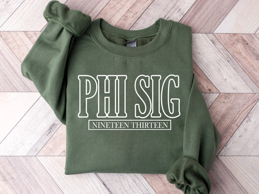Phi Sigma Sigma Stencil Stacked Sorority Sweatshirt _ 2153g