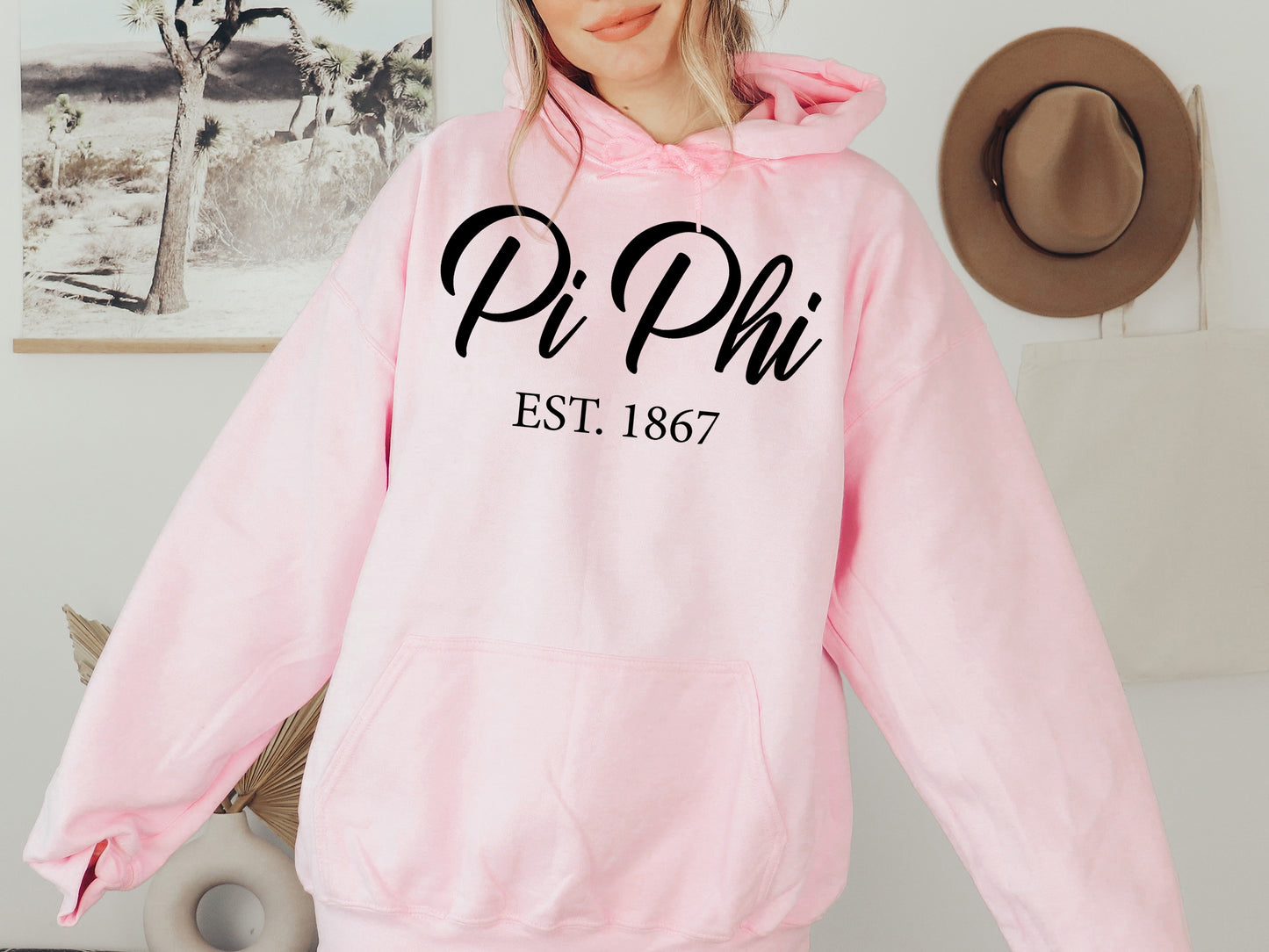 Pi Beta Phi Black Flowy Sorority Hoodie _ 97g