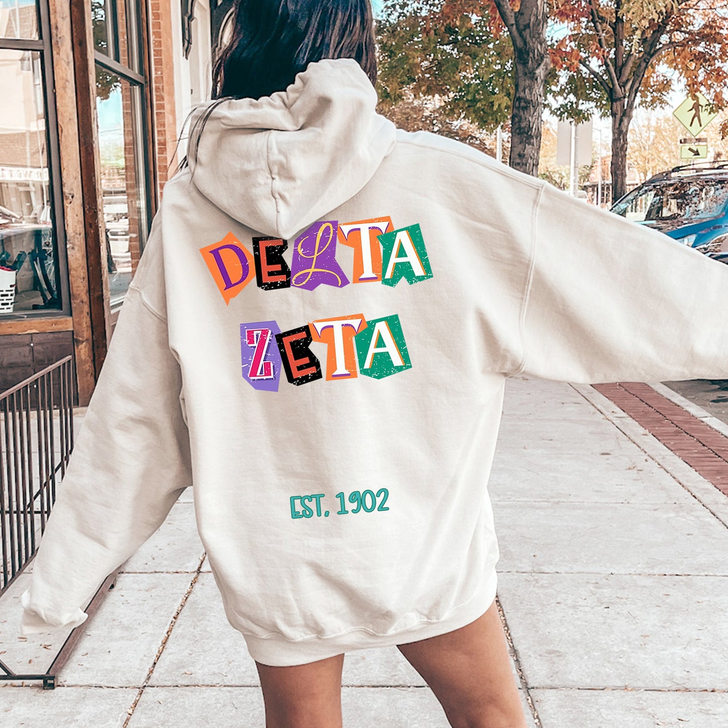 Delta Zeta Letter Cuts Sorority Hoodie _ 35900g