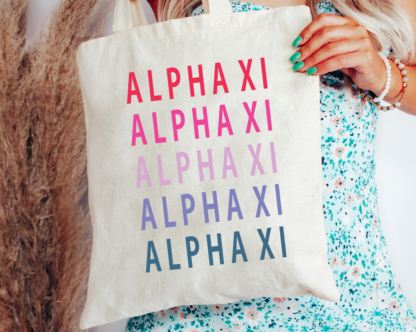 Alpha Xi Delta Bright and Stacked Sorority Tote Bag _ 34393g