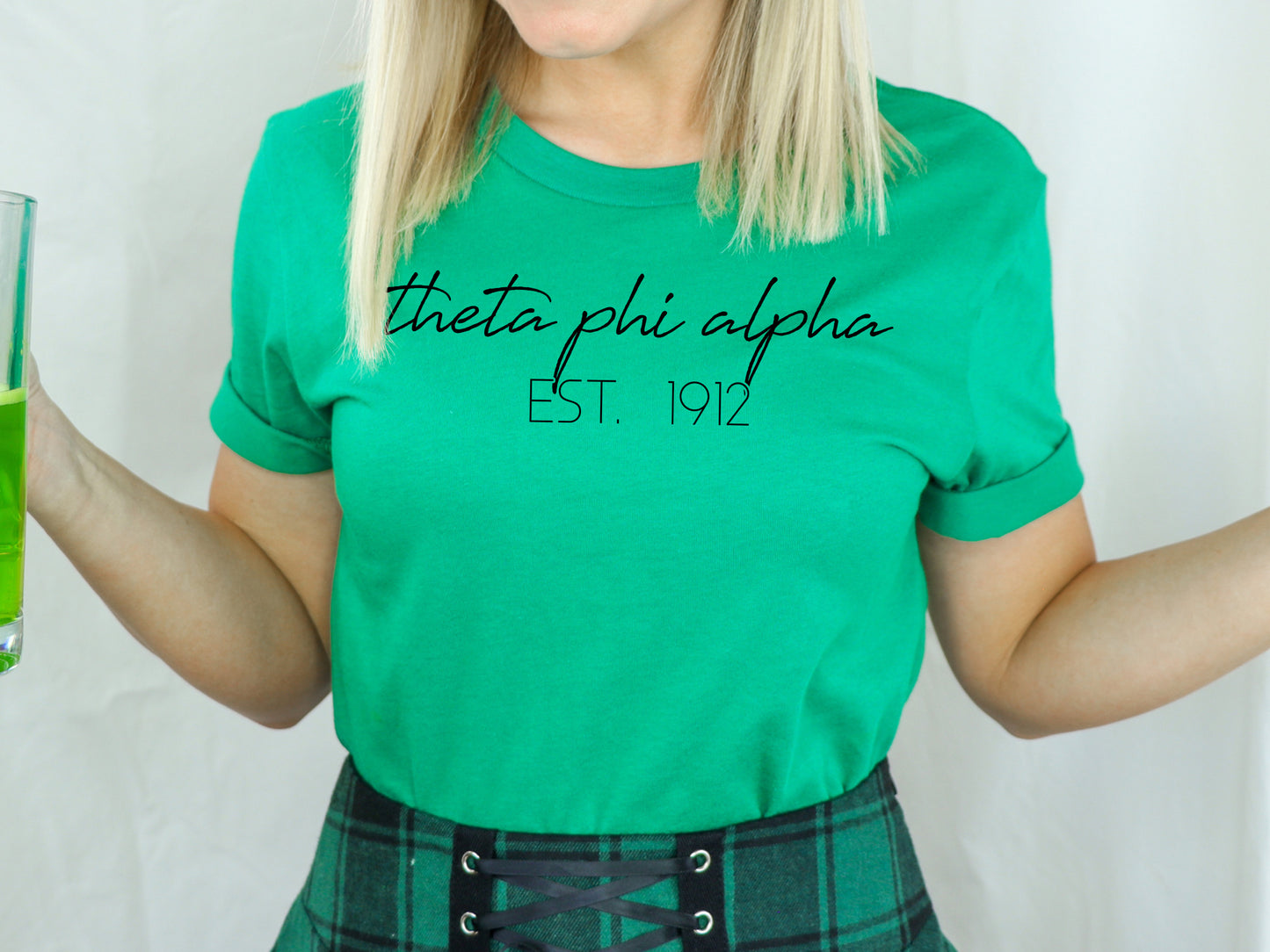 Theta Phi Alpha Black Calligraphy Sorority T-shirt _ 2341g