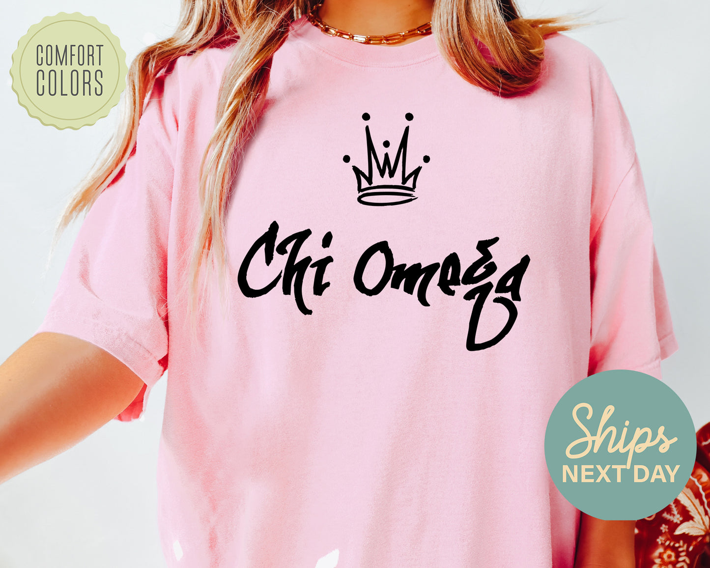Chi Omega Queen Comfort Colors Sorority T-shirt _ 2457g