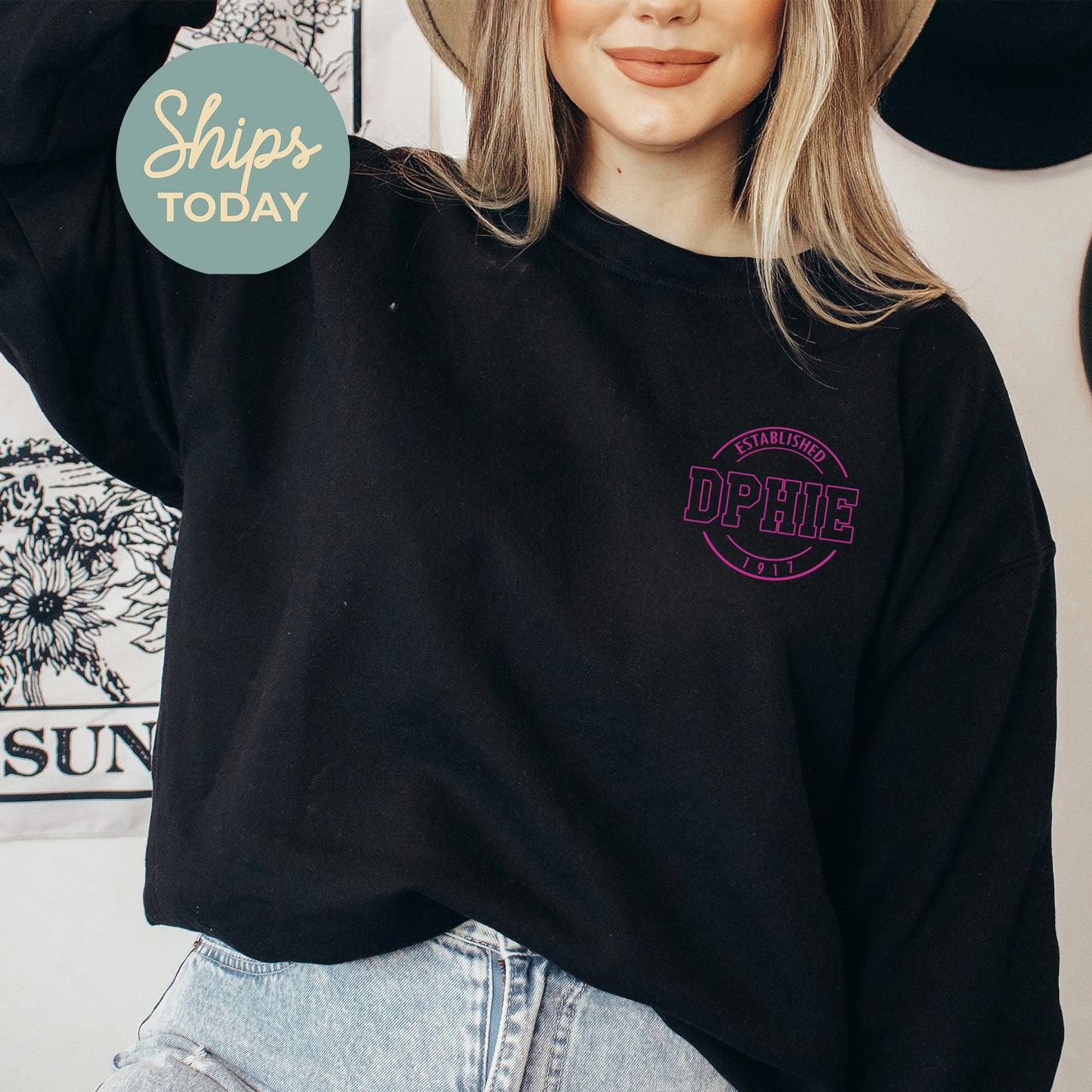 Delta Phi Epsilon Stamped Sorority Sweatshirt _ 39123g