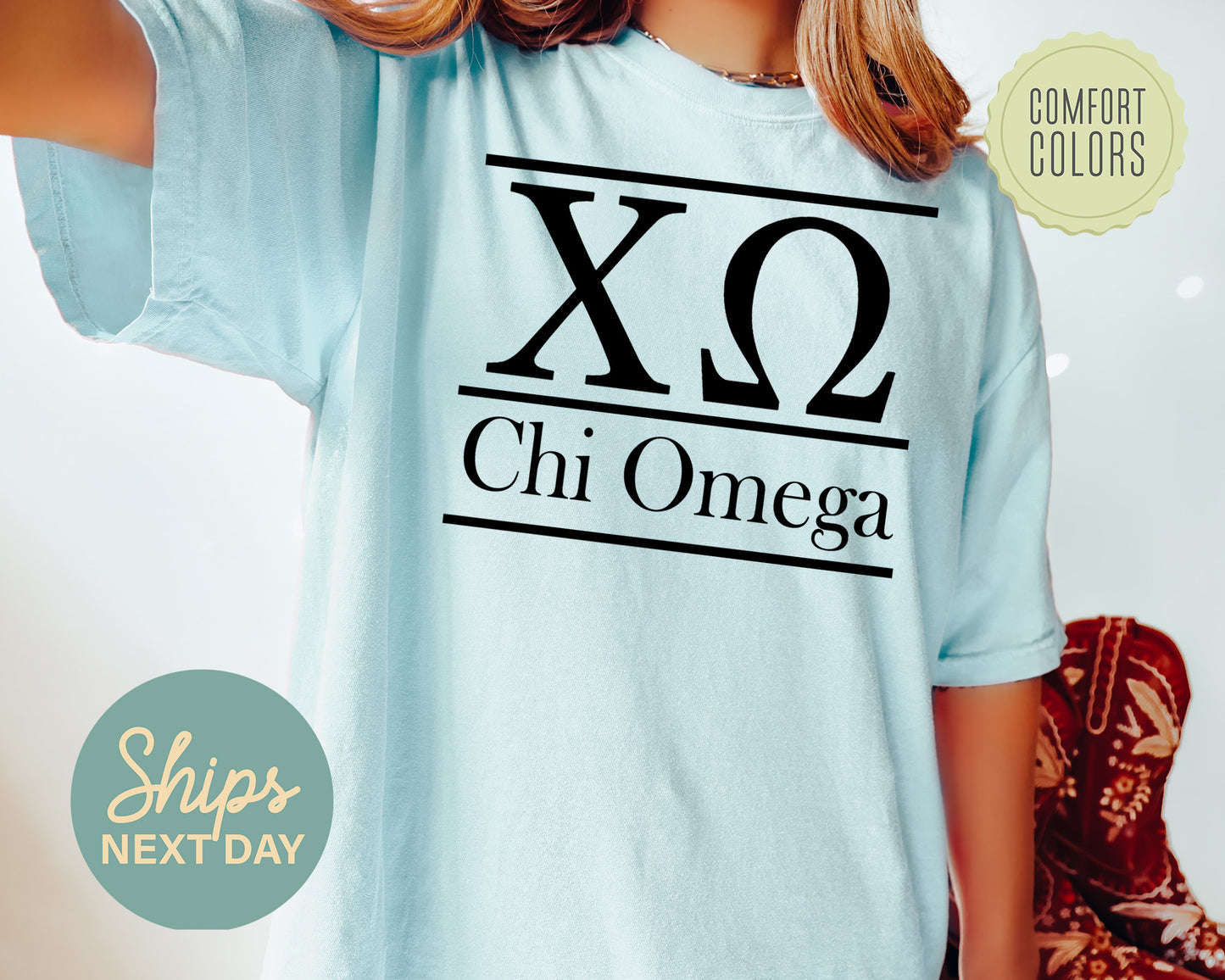 Chi Omega Bold Statement Comfort Colors Sorority T-shirt _ 293g