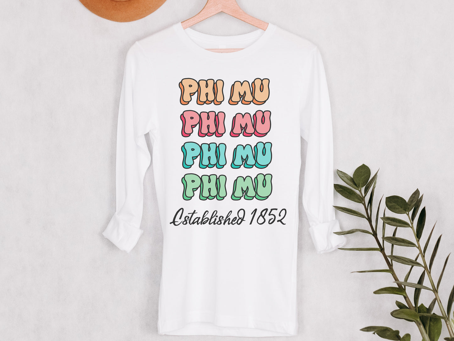 Phi Mu Lucy Sorority Long Sleeve T-shirt _ 276g