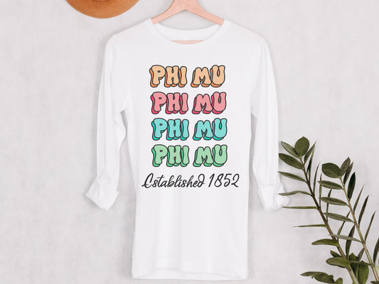 Phi Mu Lucy Sorority Long Sleeve T-shirt _ 276g