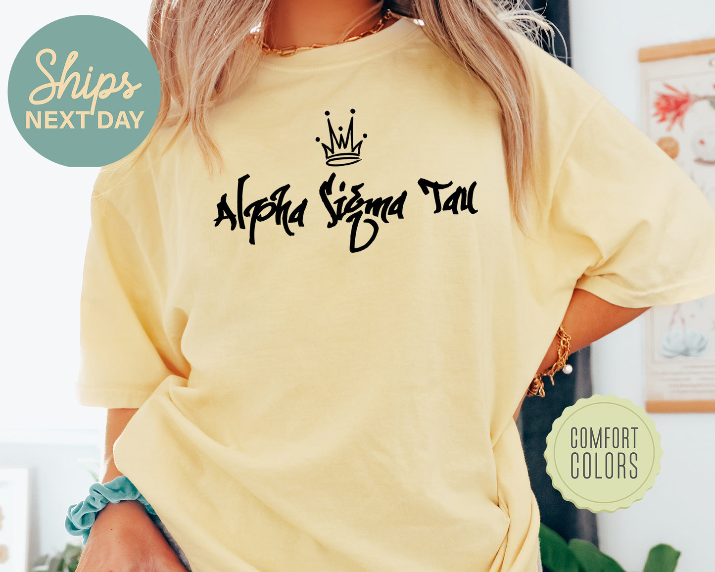 Alpha Sigma Tau Queen Comfort Colors Sorority T-shirt _ 2455g