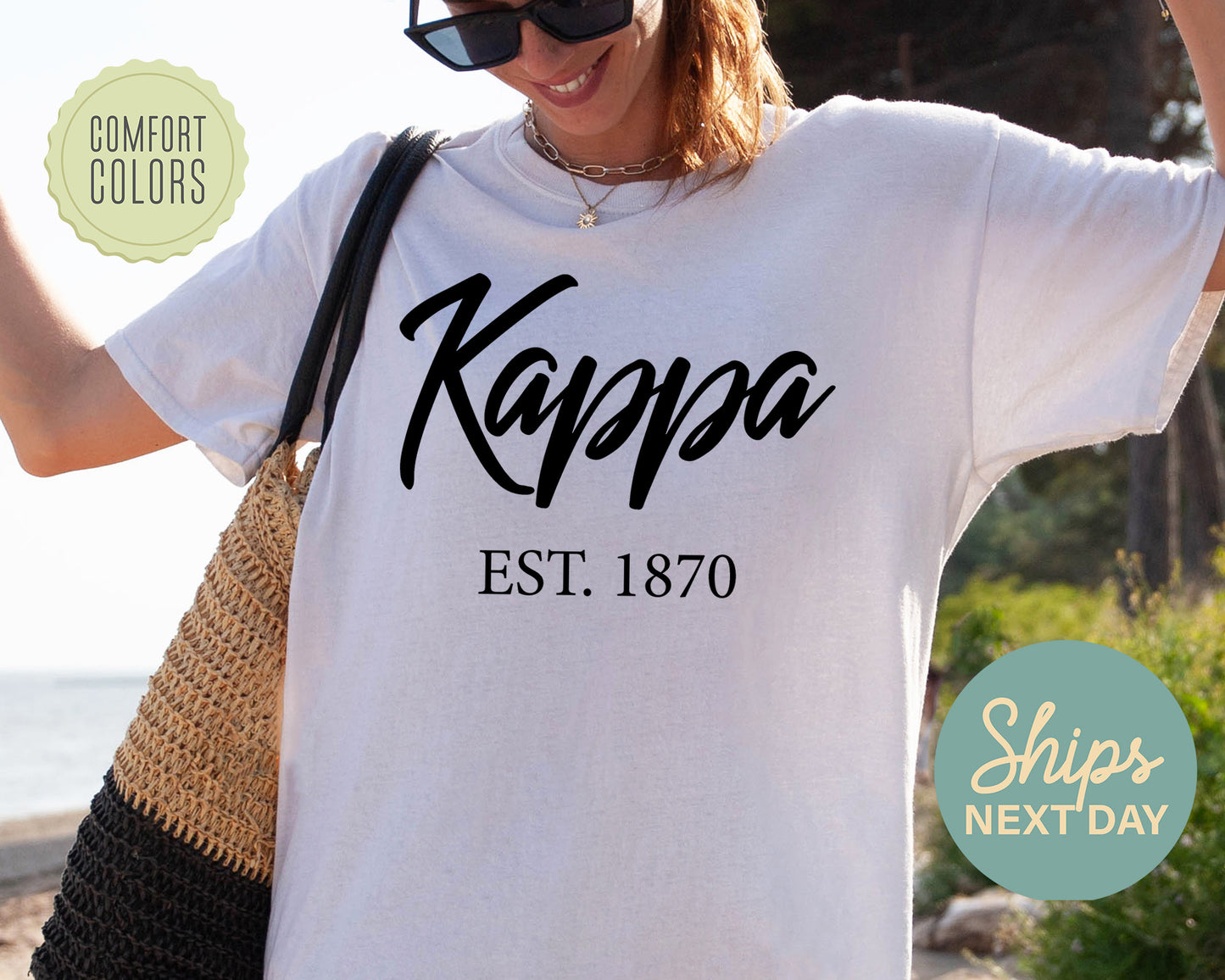 Kappa Kappa Gamma Black Flowy Comfort Colors Sorority T-shirt _ 94g