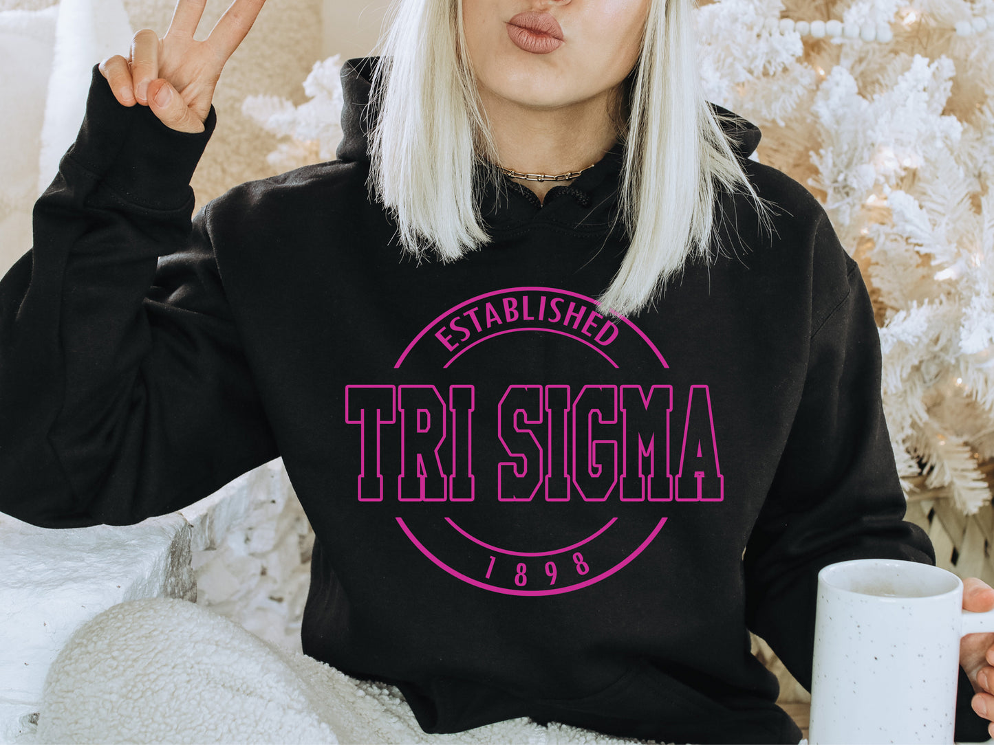Sigma Sigma Sigma Pink Stamp Sorority Hoodie _ 74g