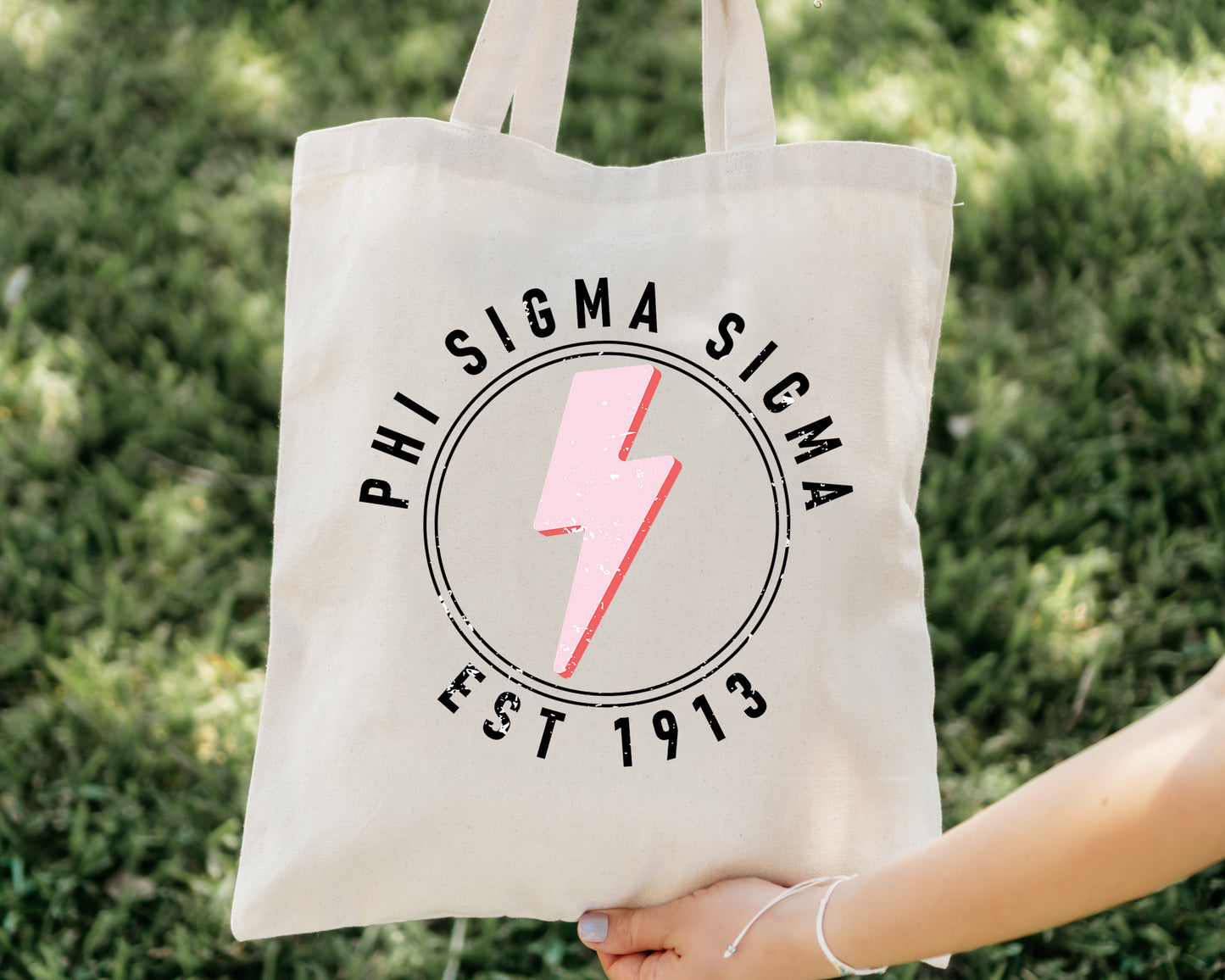 Phi Sigma Sigma Pinkish Strike Sorority Tote Bag _ 34379g