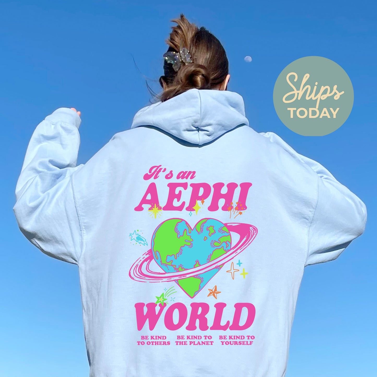 Alpha Epsilon Phi Pink Planet Sorority Hoodie _ 34232g