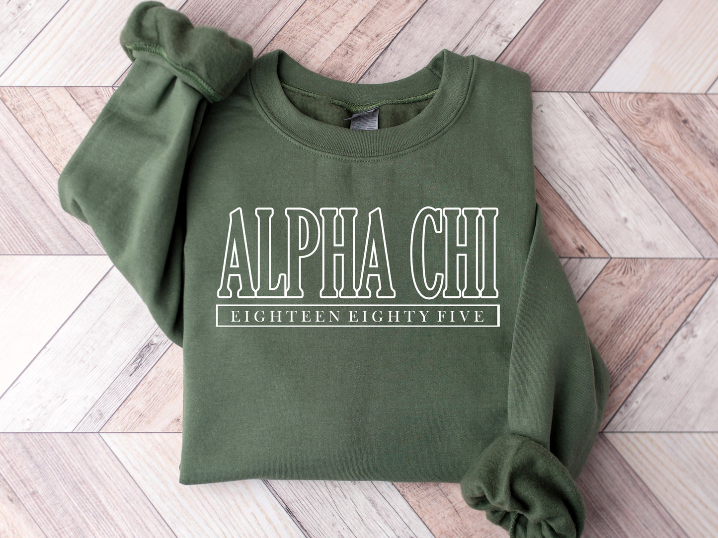 Alpha Chi Omega Stencil Stacked Sorority Sweatshirt _ 2134g