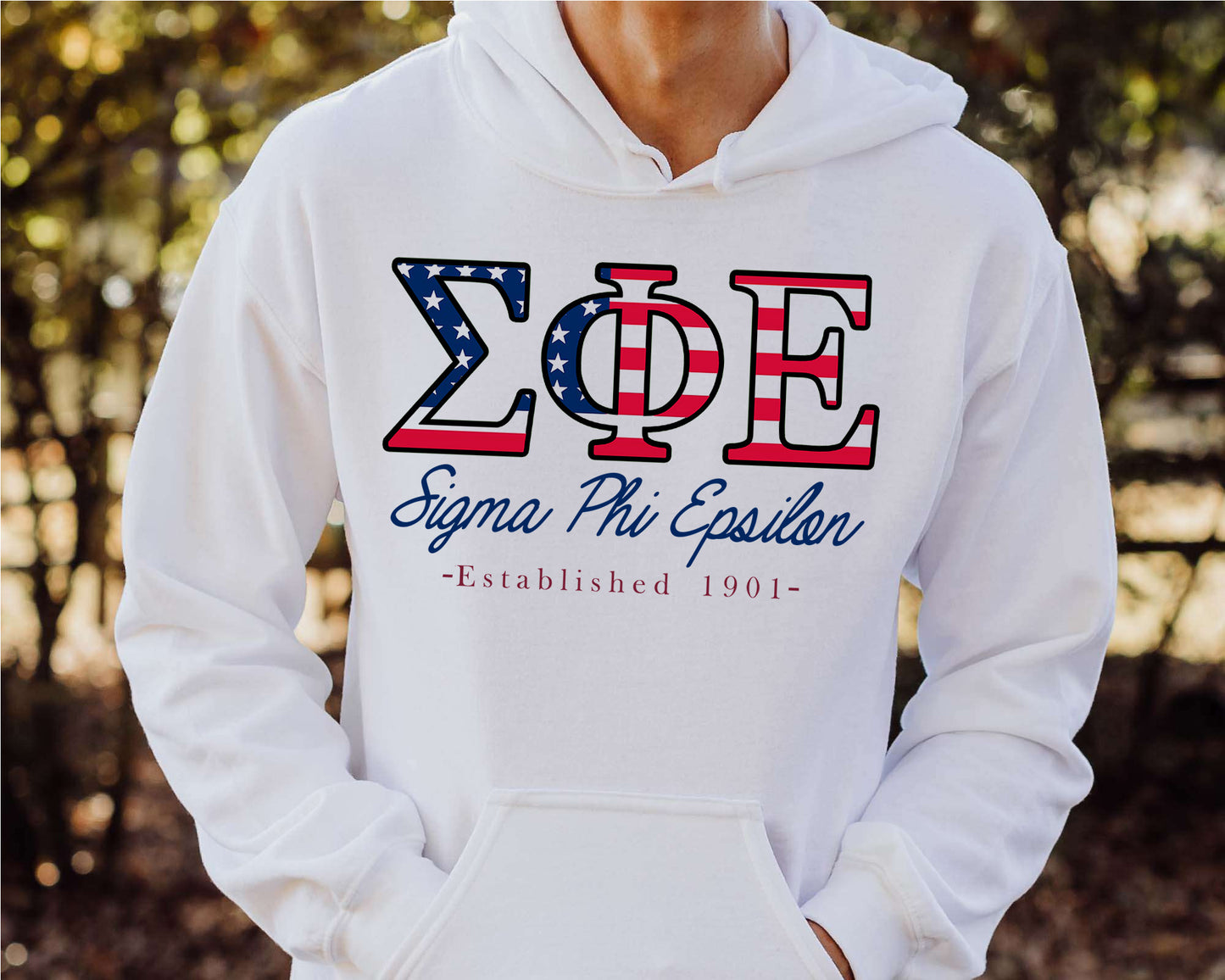 Sigma Phi Epsilon American Flag Letters Fraternity Hoodie _ 1177g