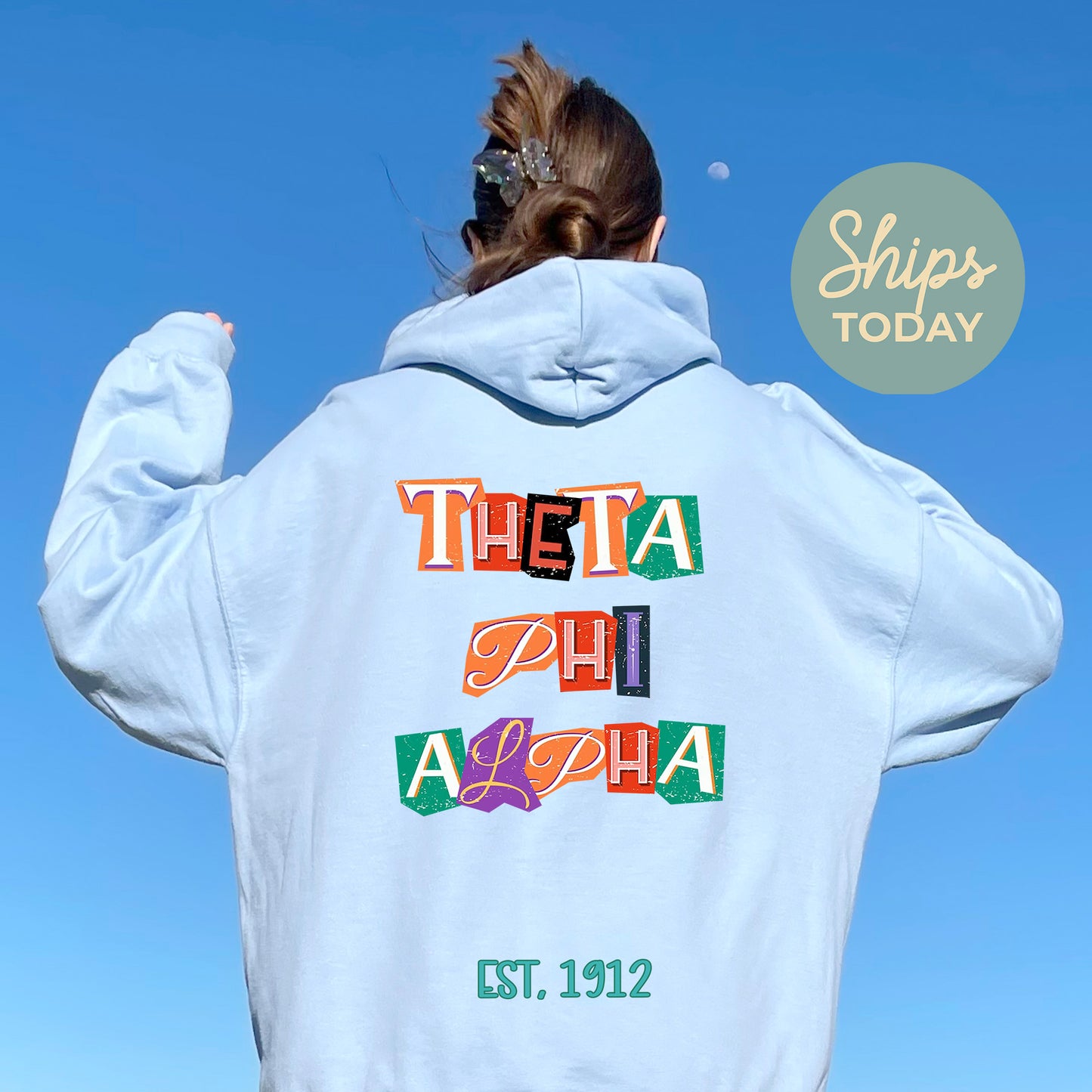 Theta Phi Alpha Letter Cuts Sorority Hoodie _ 35911g