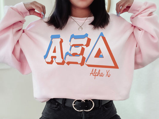 Alpha Xi Delta American Colored Sorority Sweatshirt _ 34g