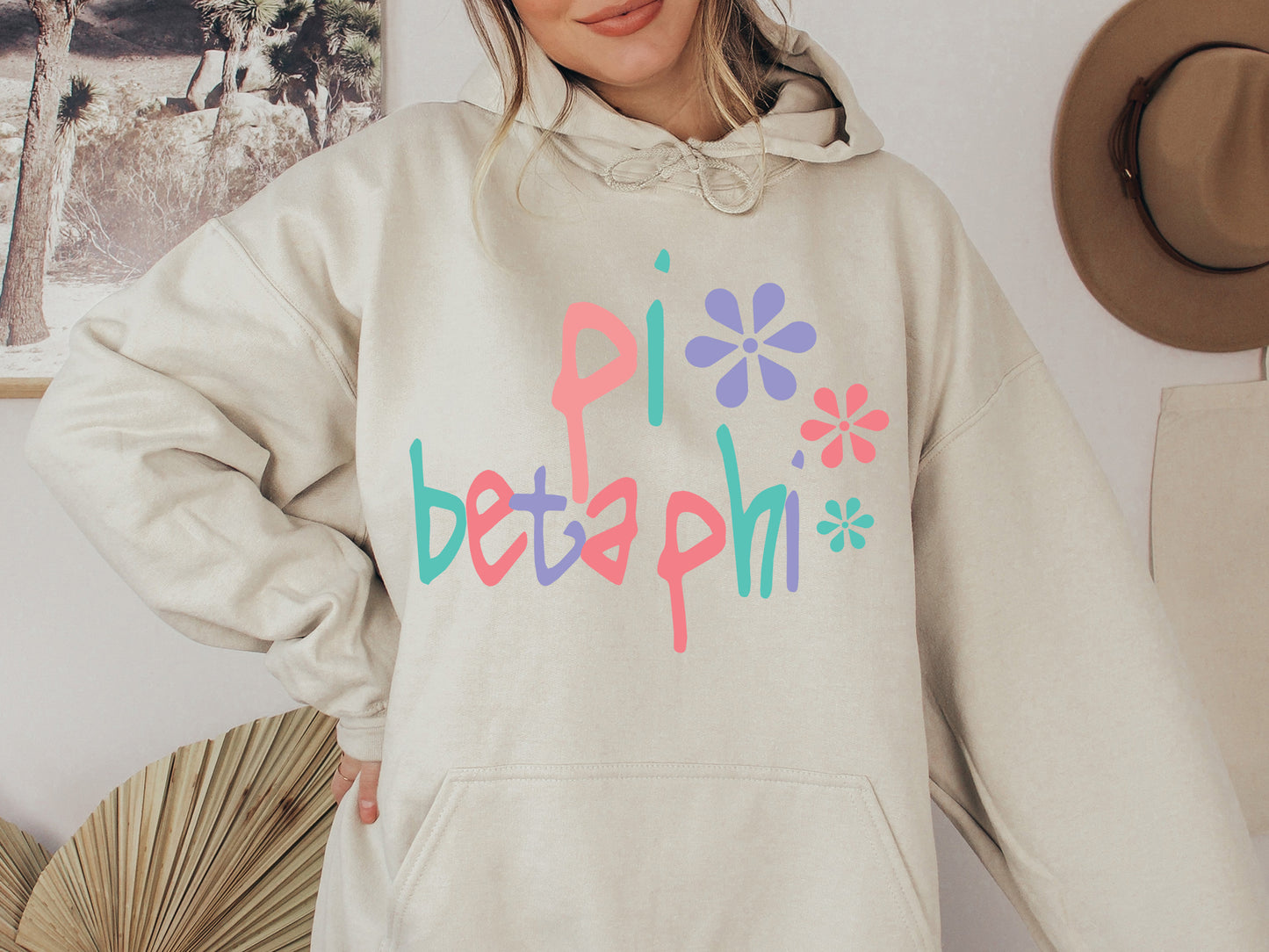 Pi Beta Phi Colorful Floral Sorority Hoodie _ 2623g