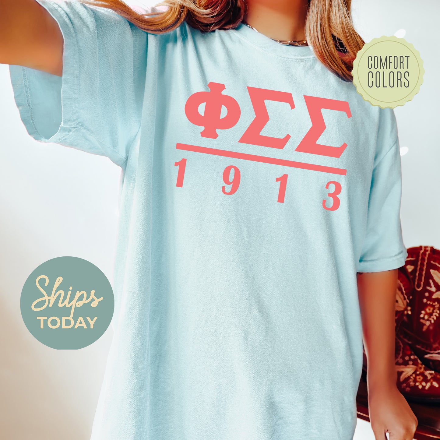 Phi Sigma Sigma Monochromatic Comfort Colors Sorority T-shirt _ 30862g