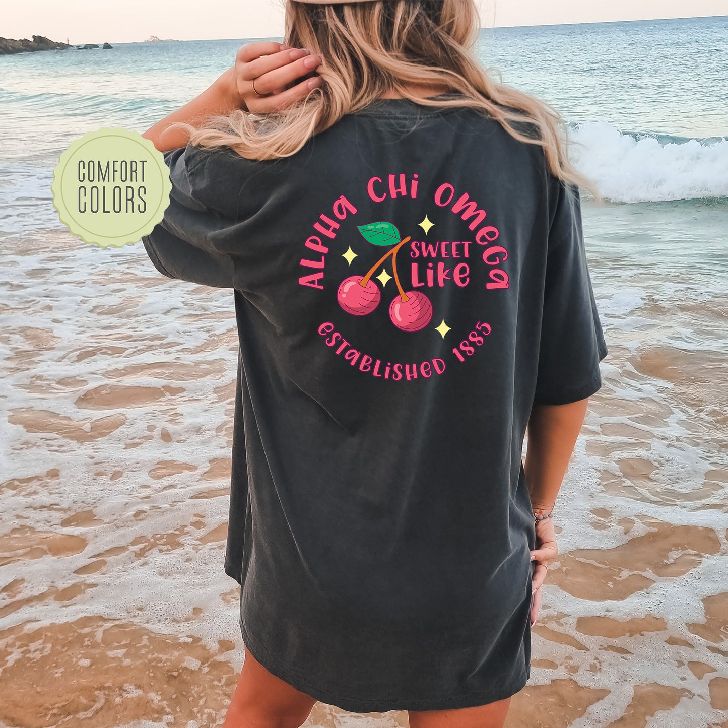 Alpha Chi Omega Sweet Like Cherry Comfort Colors Sorority T-shirt _ 32029g