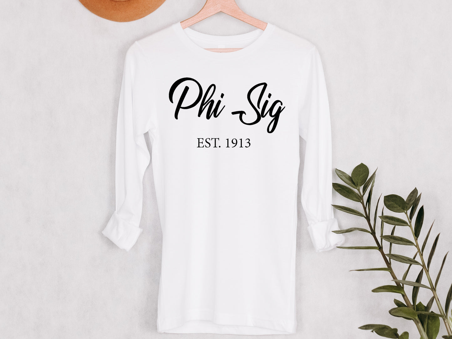 Phi Sigma Sigma Black Flowy Sorority Long Sleeve T-shirt _ 96g