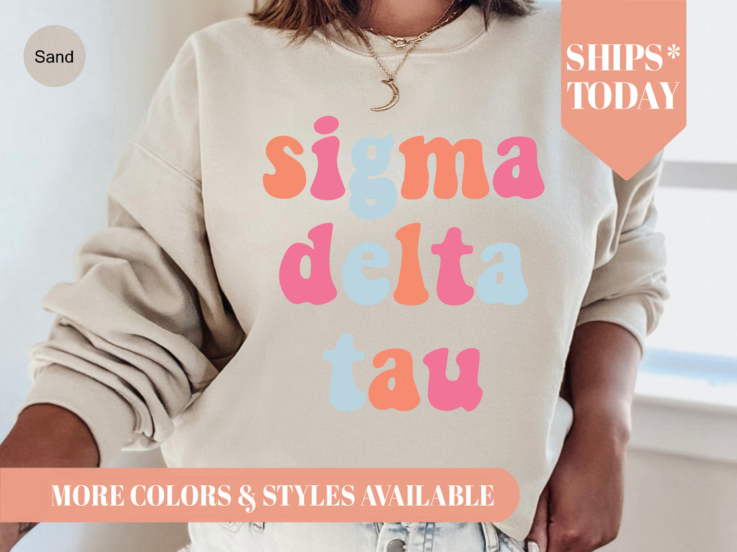 Sigma Delta Tau Vividly Vibrant Sorority Sweatshirt _ 3170g