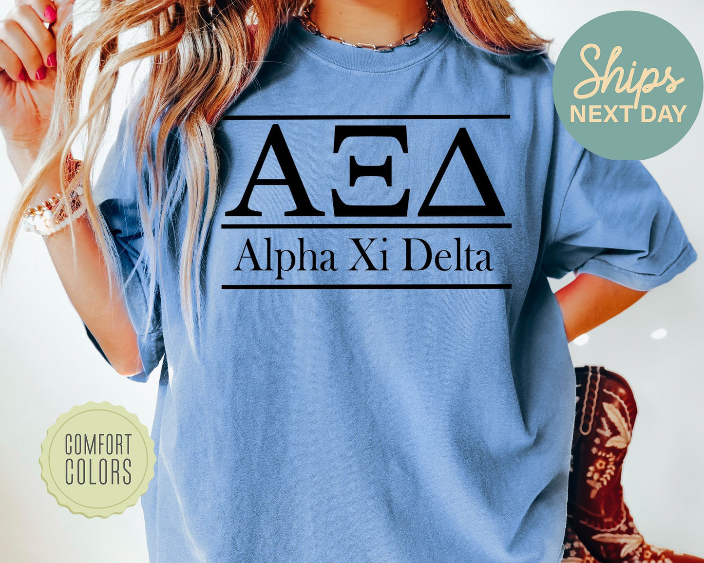 Alpha Xi Delta Bold Statement Comfort Colors Sorority T-shirt _ 292g