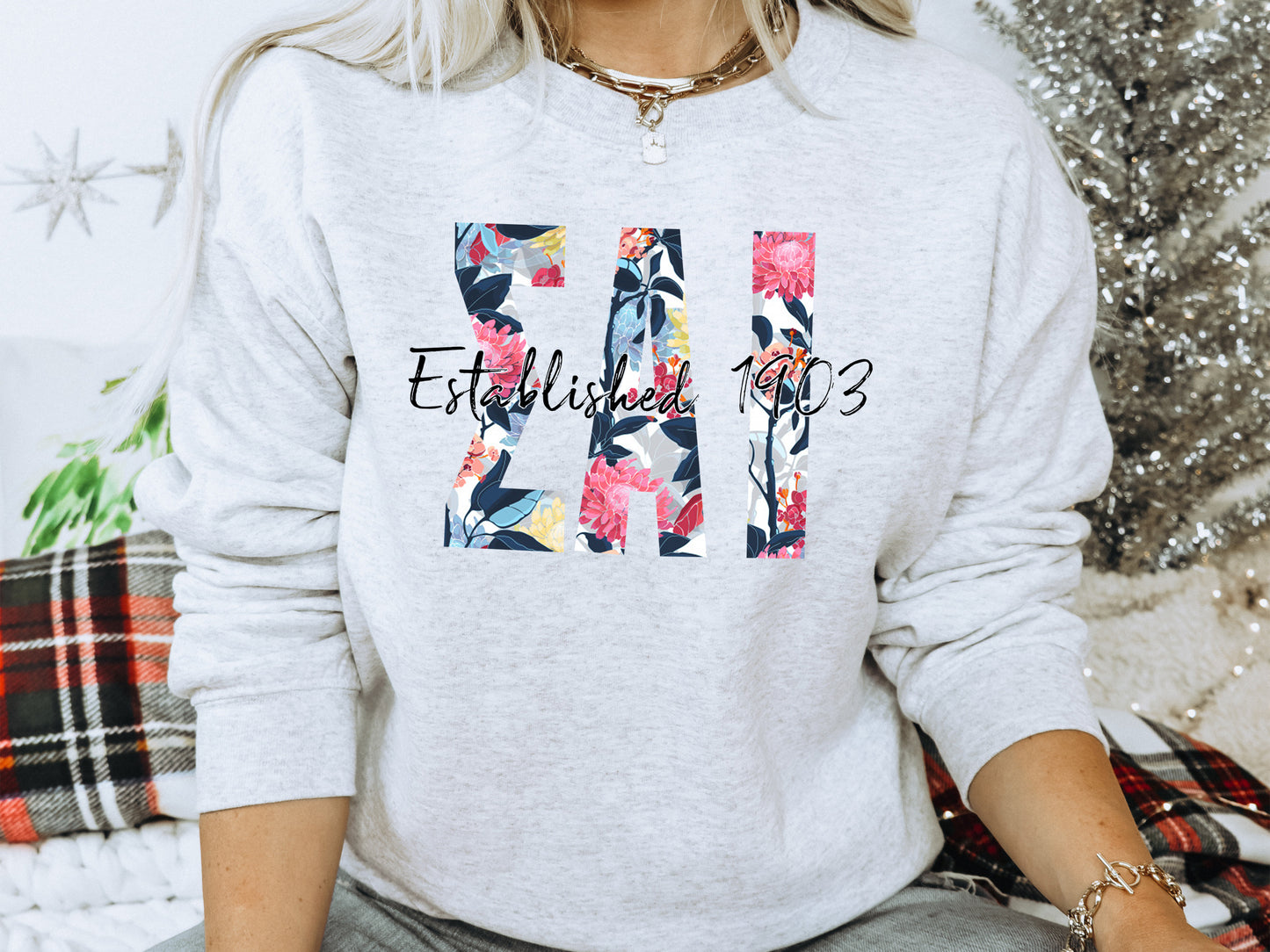 Sigma Alpha Iota Floral Block Sorority Sweatshirt _ 3520g