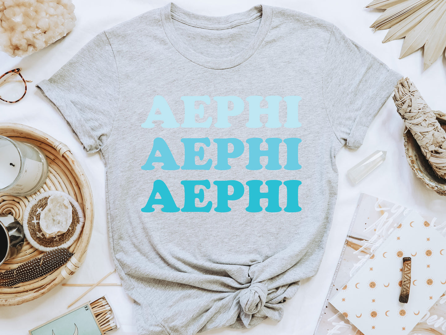 Alpha Epsilon Phi Touch of Blue Sorority T-shirt _ 2579g