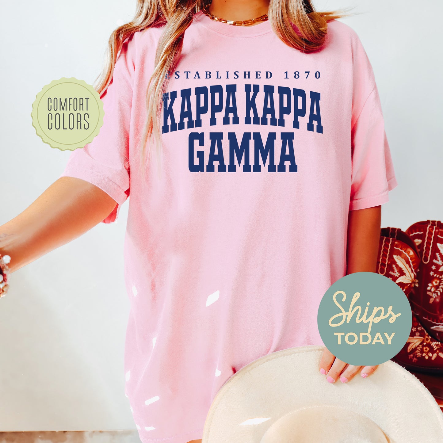 Kappa Kappa Gamma Bold Letters Comfort Colors Sorority T-shirt _ 35137g