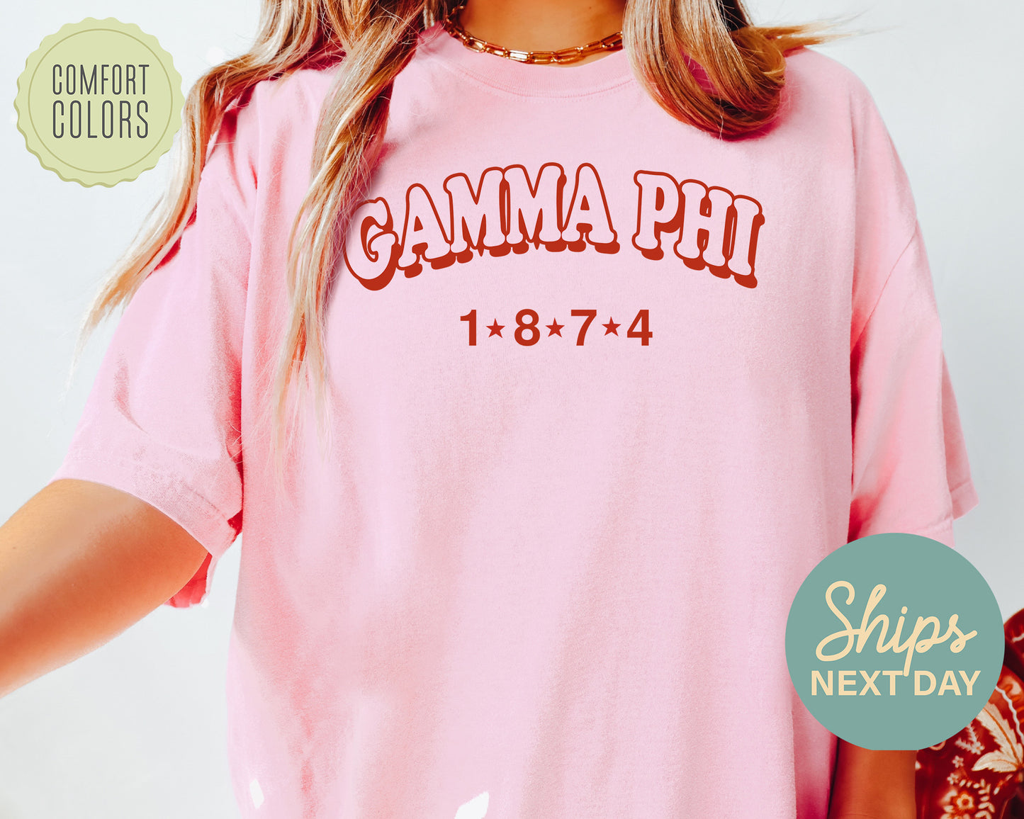 Gamma Phi Beta Red Arch Comfort Colors Sorority T-shirt _ 376g