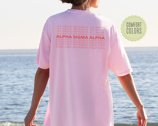 Alpha Sigma Alpha Repeating Name Comfort Colors Sorority T-shirt _ 33004g