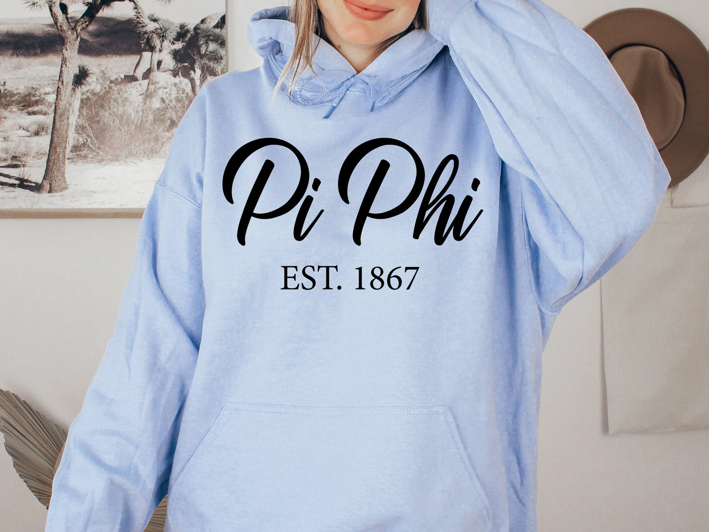 Pi Beta Phi Black Flowy Sorority Hoodie _ 97g